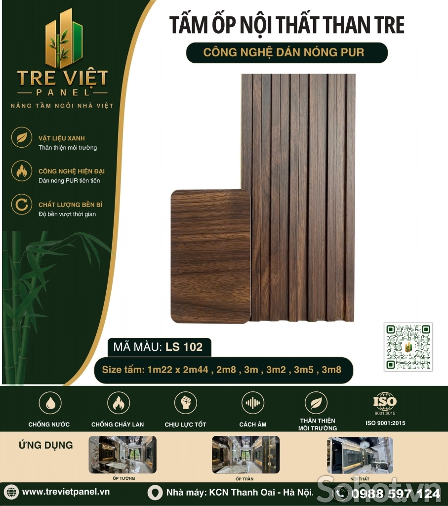 Tấm ốp tường lam sóng than tre