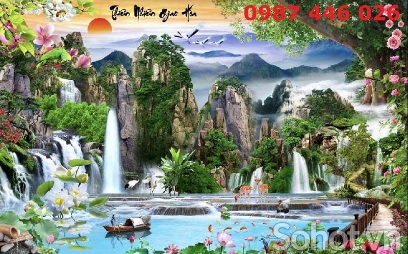 Tranh gạch thác nước HP76