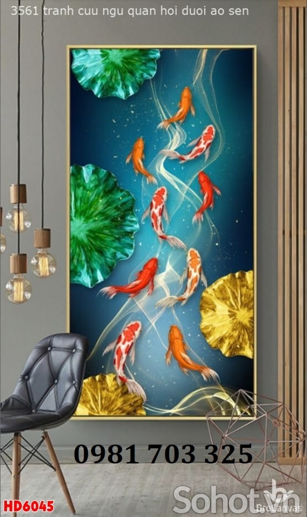 Tranh gạch hình cá chép trang trí