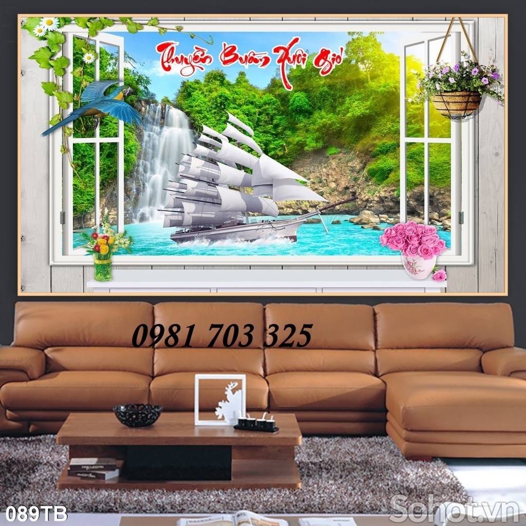 Gạch tranh thuyền buồm xuôi gió