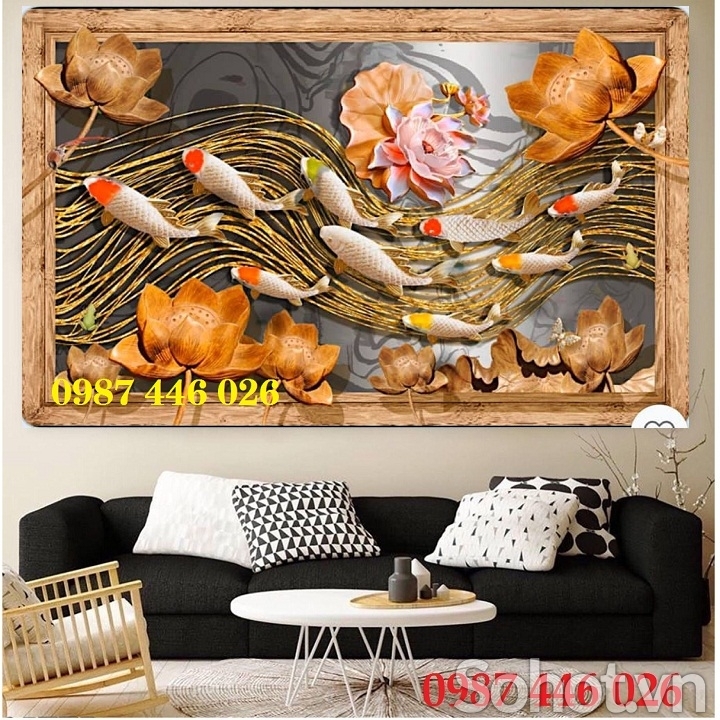 Gạch tranh hoa sen, tranh tường đẹp HP243