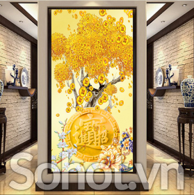 Tranh gạch cây kim tiền