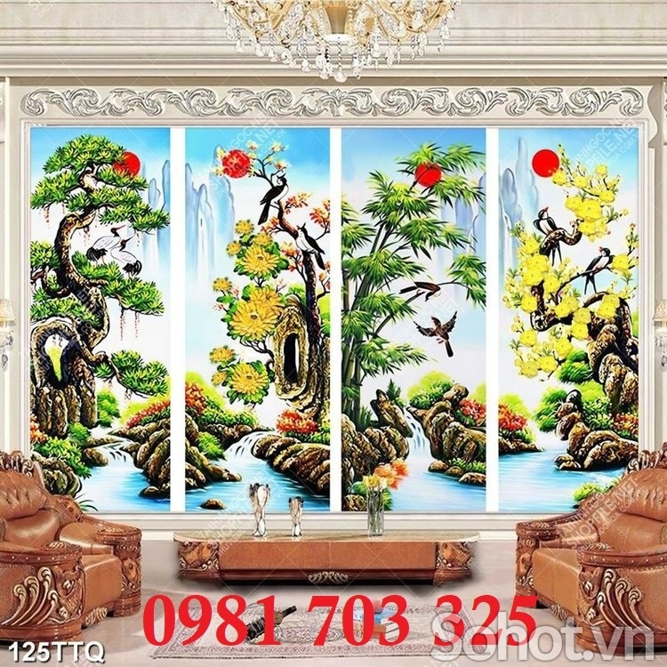 Tranh gạch phong thủy tứ quý