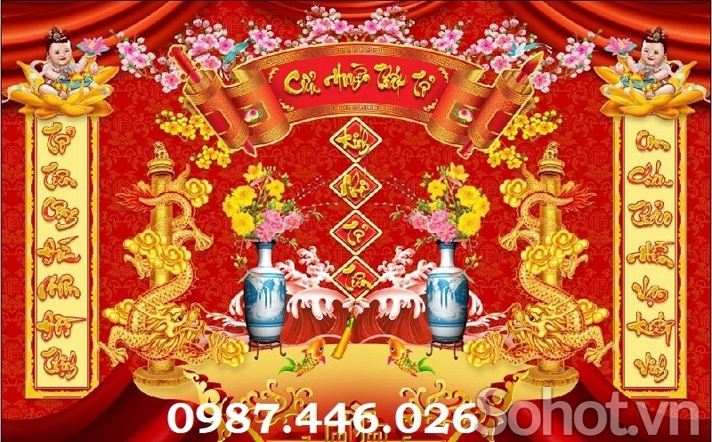 Tranh gạch men ban thờ
