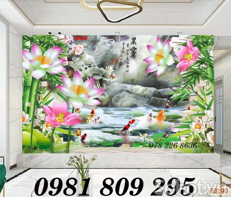 Tranh gạch - gạch trang trí 3d hoa sen
