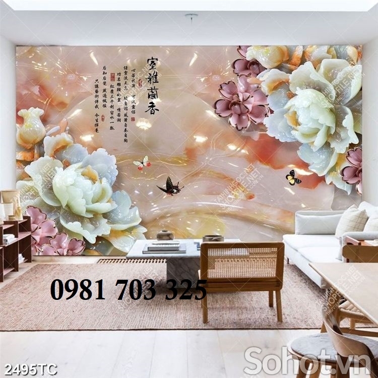 Gạch tranh 3D sứ ngọc ốp tường