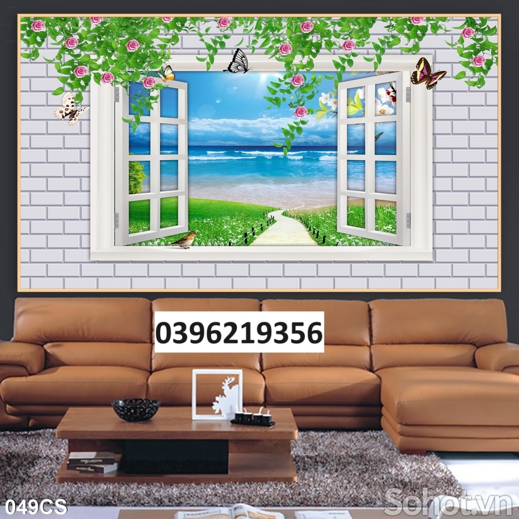 Gạch tranh 3D hình cửa sổ đẹp