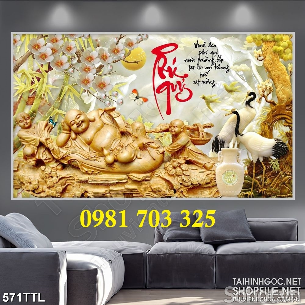 Tranh gạch kim tiền 3D trang trí