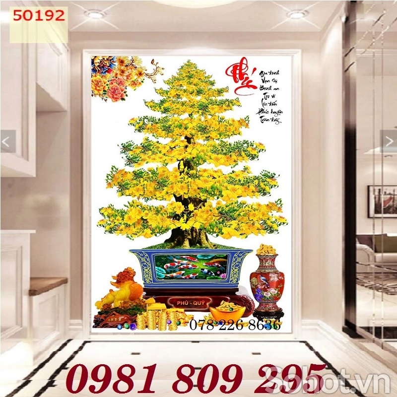 Tranh gạch men hoa mai trang trí