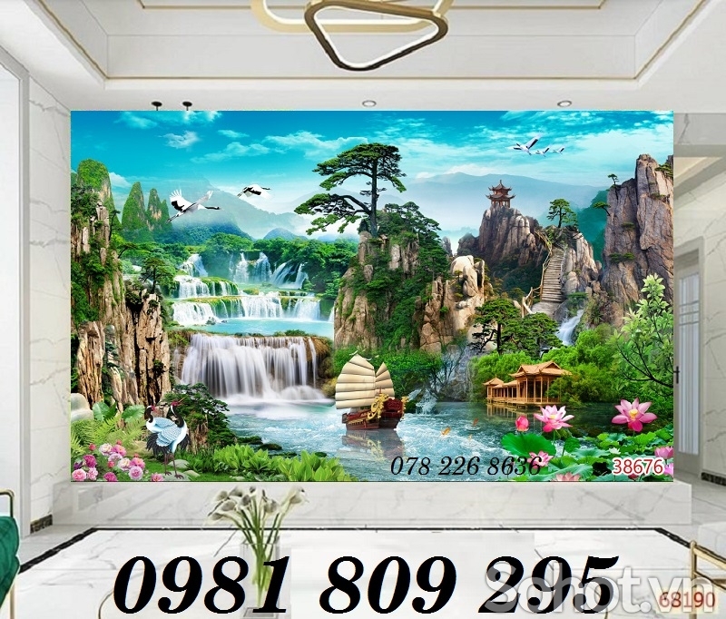 Tranh gạch 3d phòng khách - tranh thuyền buốm