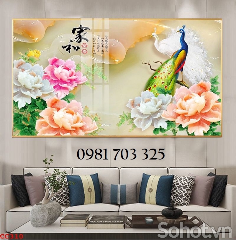 Tranh gạch phong thủy chim công