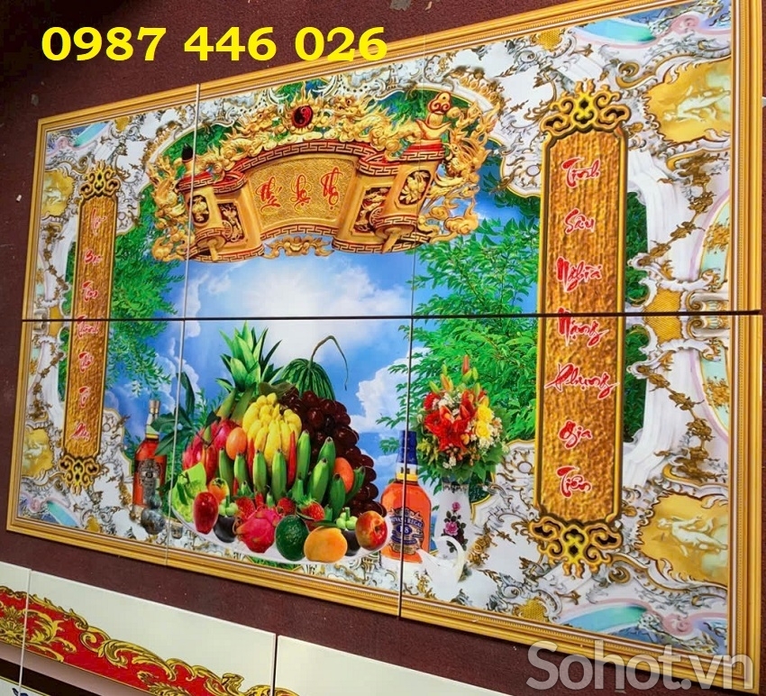 Tranh gạch men phòng thờ, ảnh thực tế