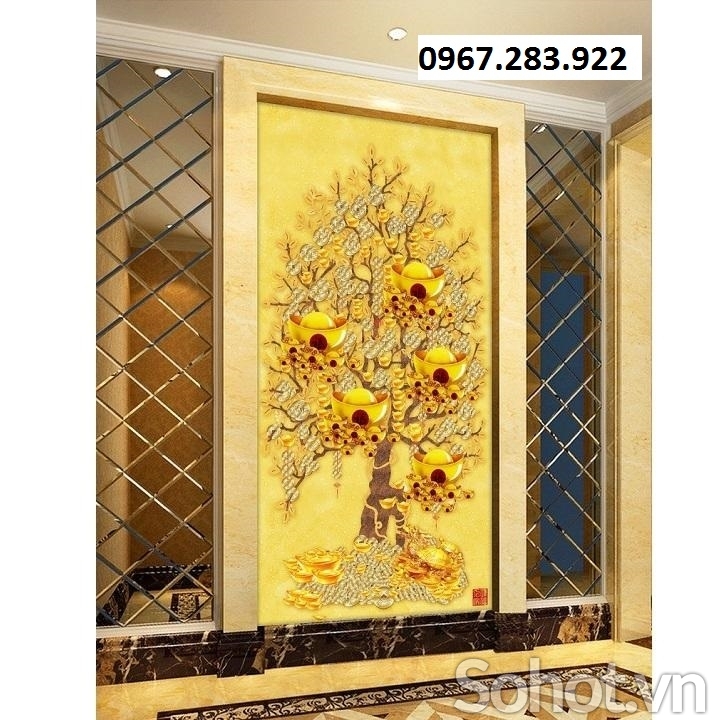 Gạch ốp tường 3D cây kim tiền