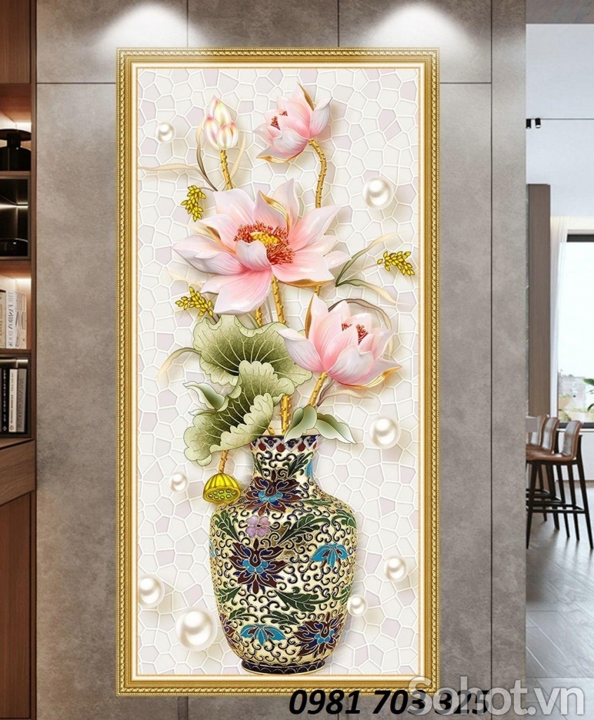 Tranh gạch hoa khổ đứng trang trí