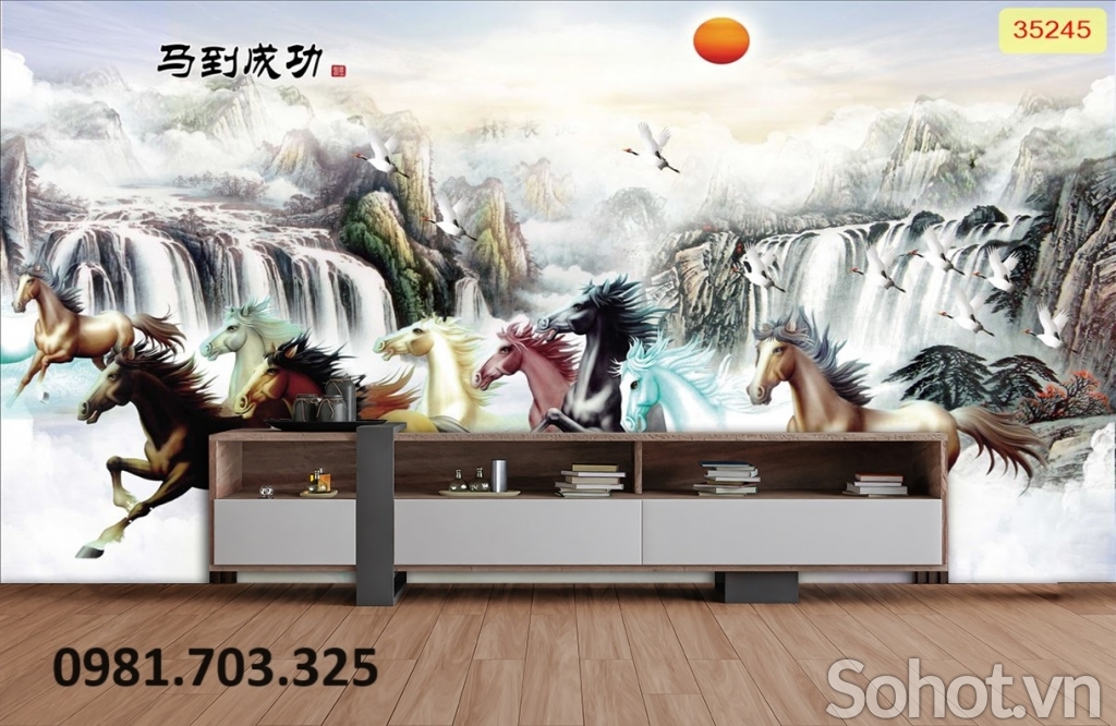 Gạch tranh bát mã 3D trang trí