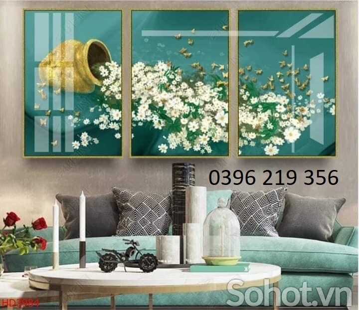 Tranh trang trí phòng khách-Tranh bình hoa