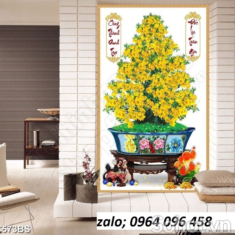 Tranh gạch men 3d cây mai vàng - KDXC3