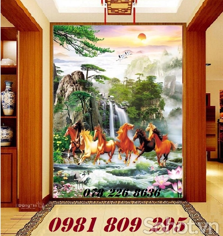 Gạch tranh ngựa 3d - tranh bát mã