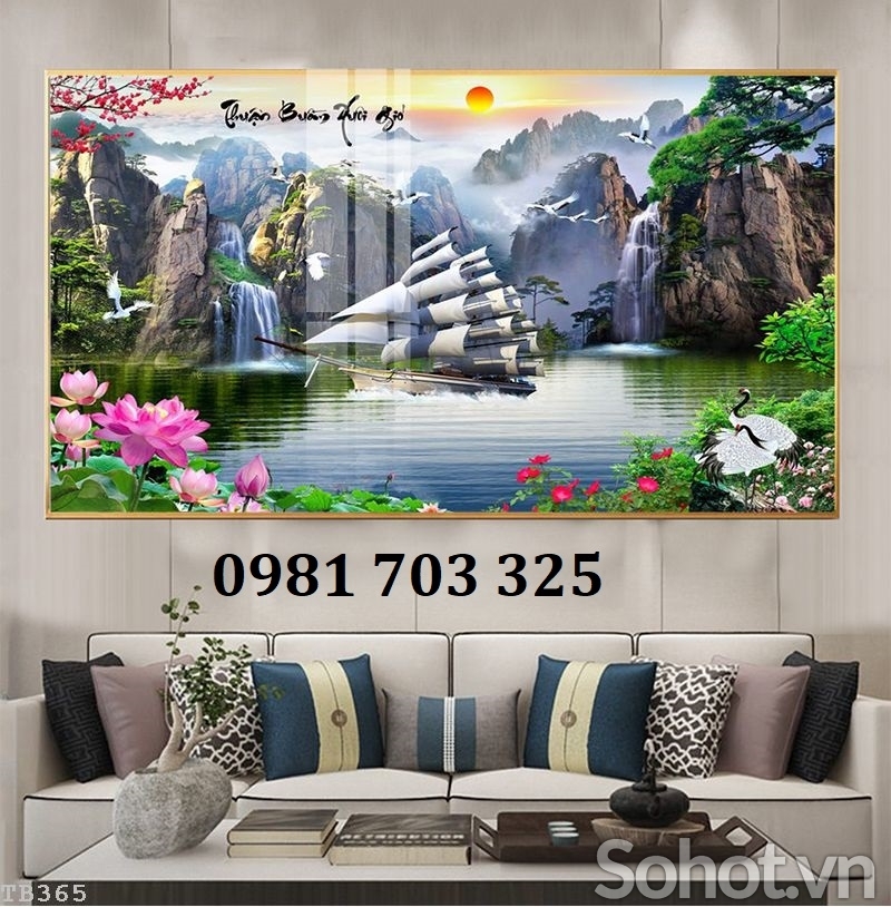 Gạch tranh 3D thuận buồm xuôi gió