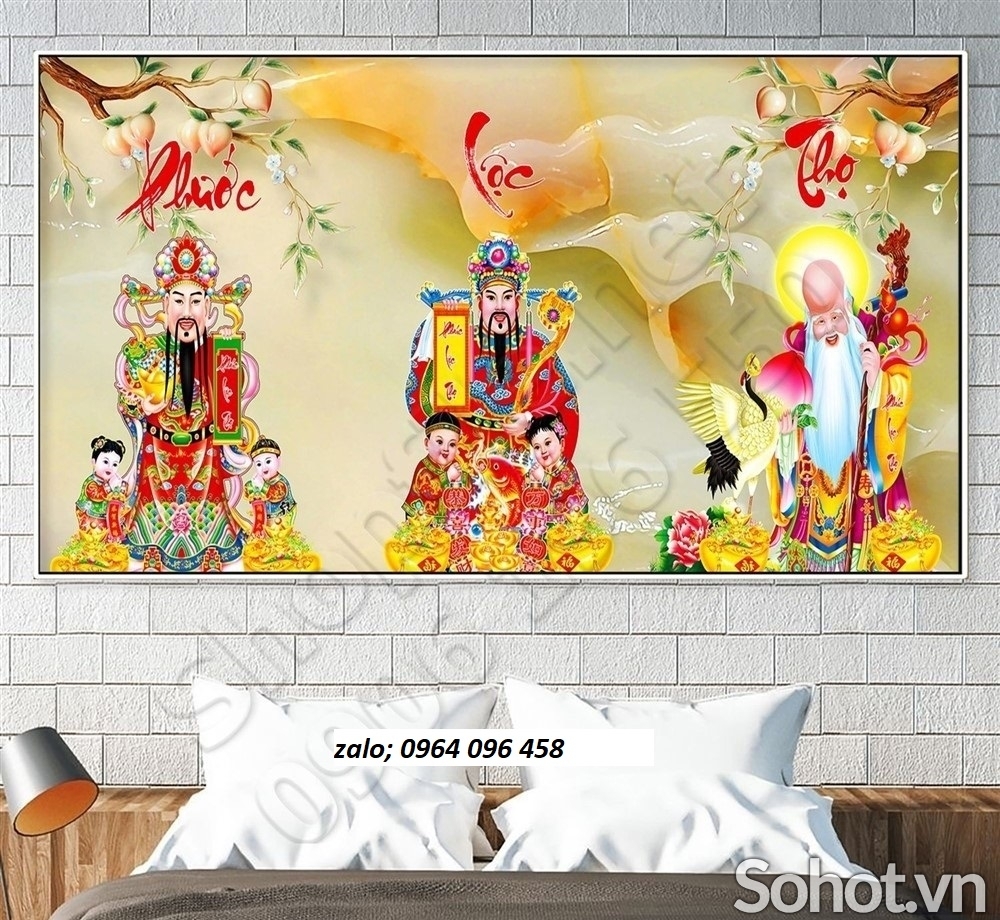 Tranh gạch 3d phúc lộc thọ - DCM73