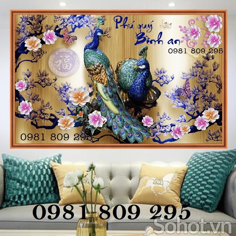 Tranh con công - gạch tranh 3d