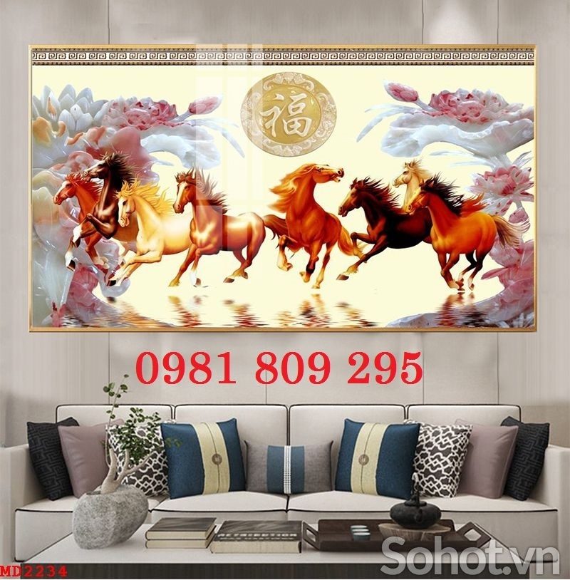 Tranh gạch 3d ngựa, tranh gạch ốp tường