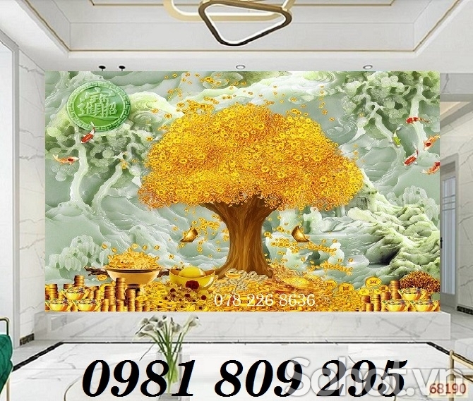 Tranh cây tiền vàng - gạch tranh 3d
