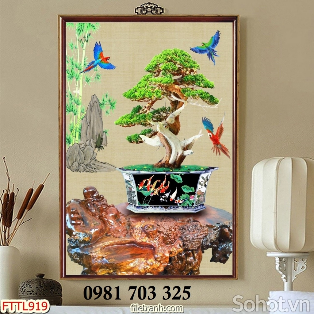 Tranh gạch hoa mai vàng ốp tường