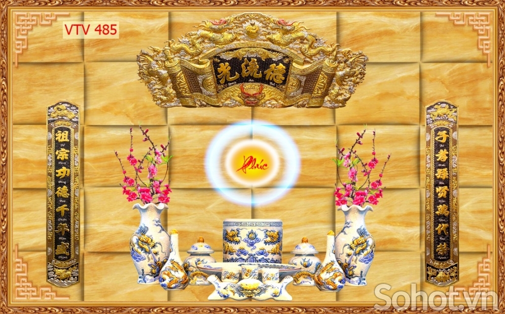 Tranh dán phòng thờ - tranh câu đối