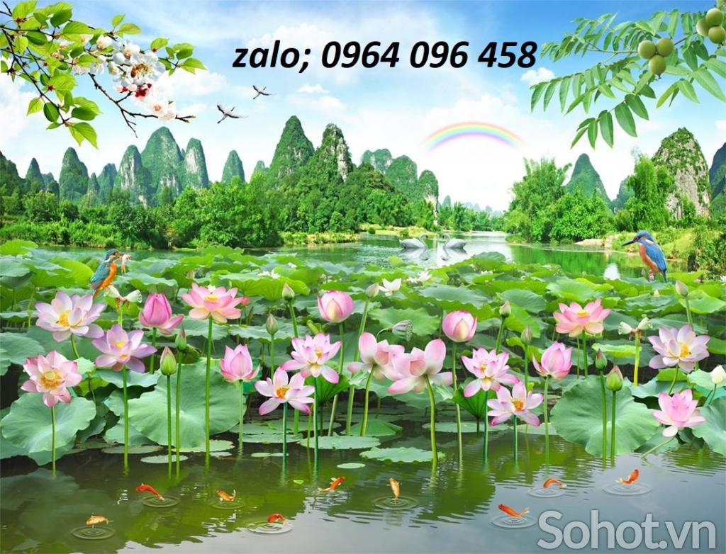 Tranh gạch 3d phong cảnh hoa sen - SXC22