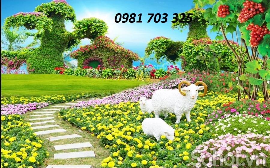 tranh gạch 3D ốp tường phòng khách