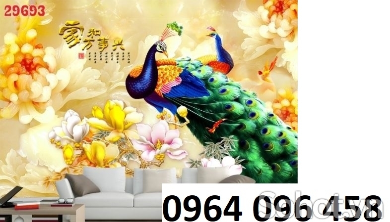 Tranh gạch ốp tường 3d chim công - 299NBV