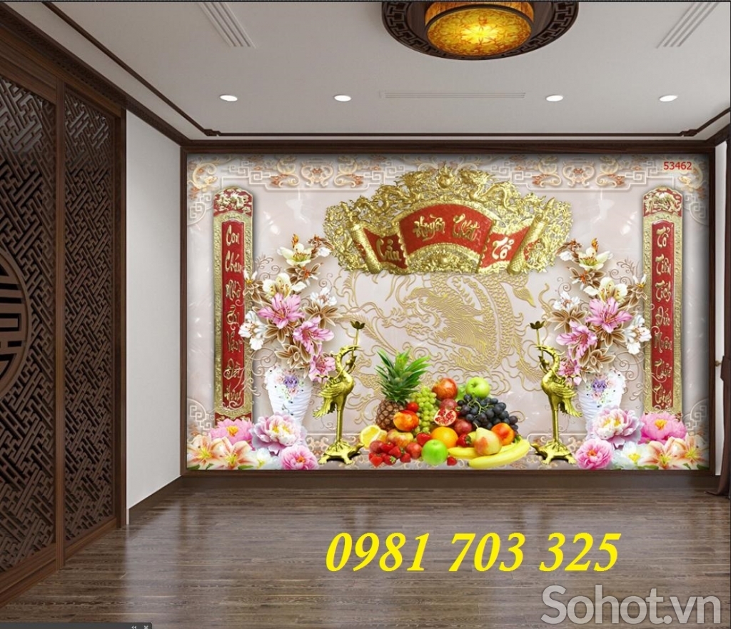 tranh 3D phòng thờ, gạch tranh 3D trang trí