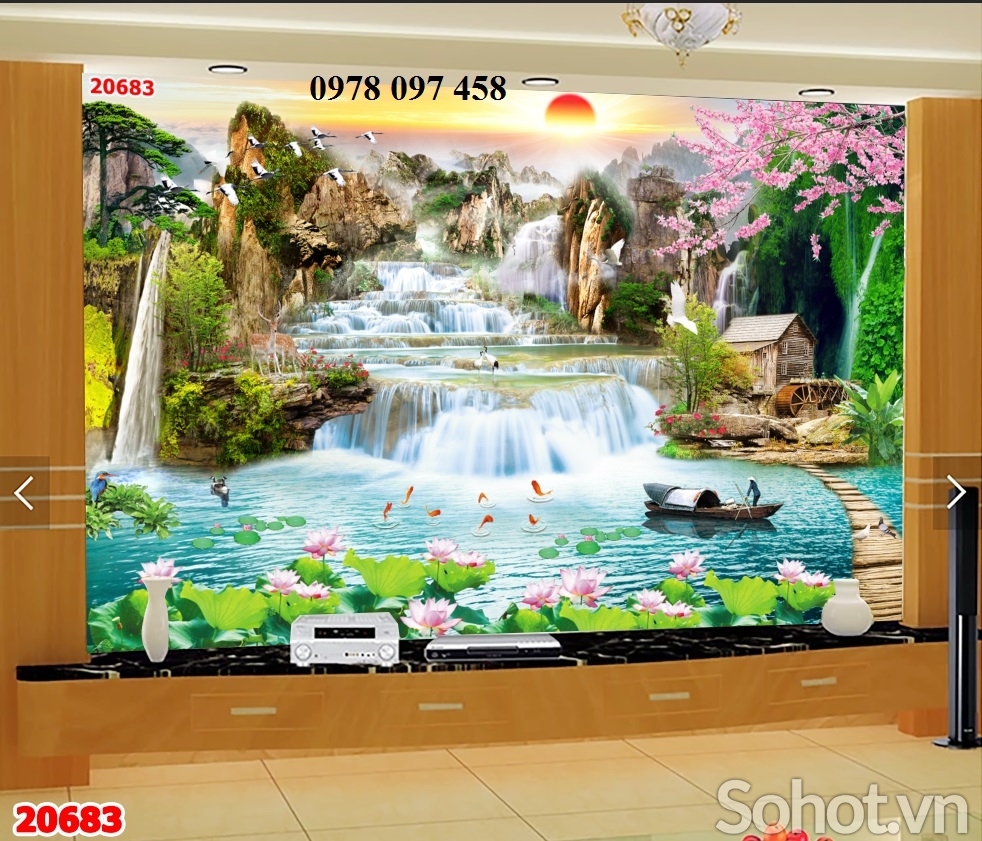 Tranh phong cảnh thiên nhiên giao hòa - gạch tranh 3D