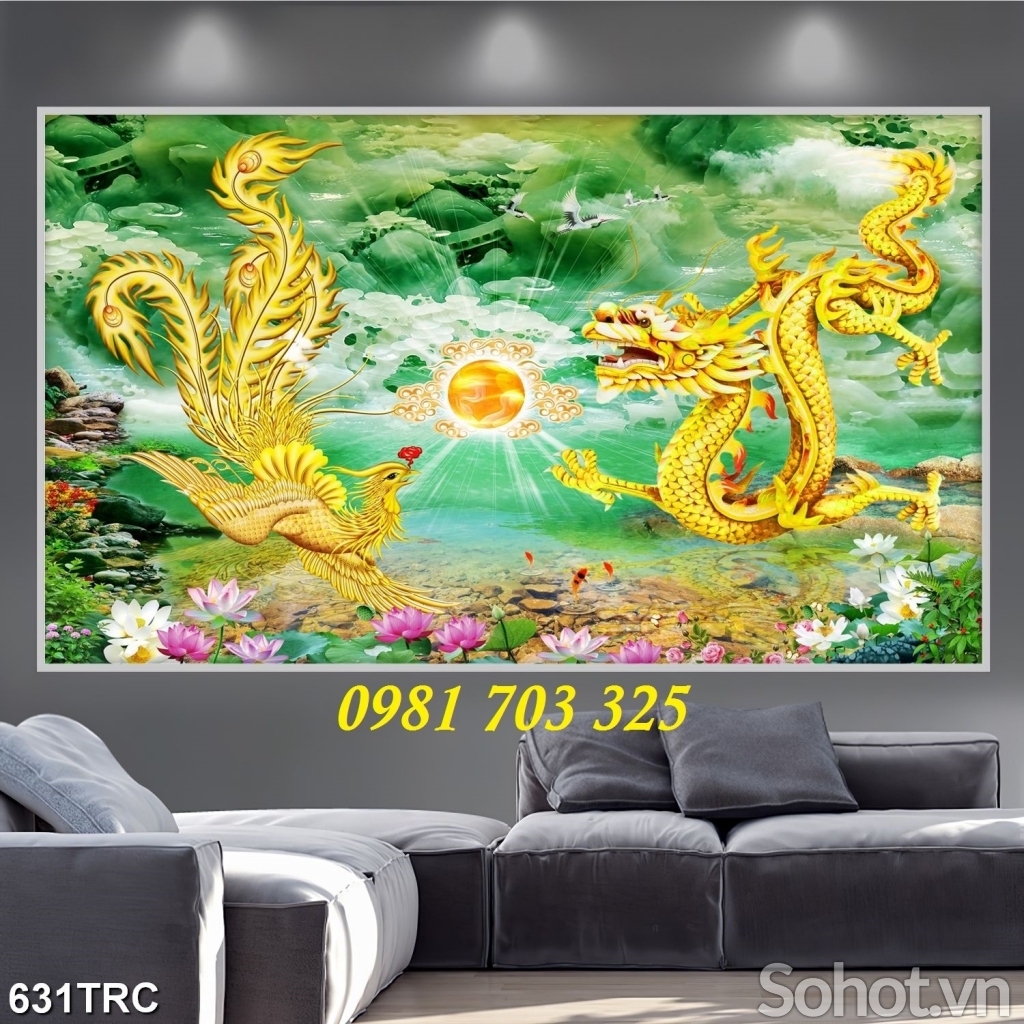 tranh rồng phượng, gạch tranh phong thủy