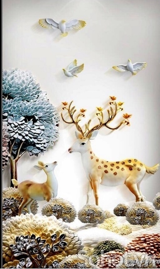 Tranh gạch 3d ốp tường phòng khách đẹp - 5222AM