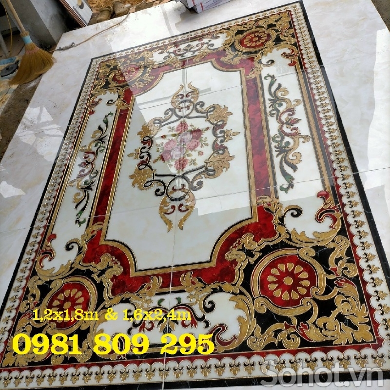 Gạch thảm đỏ lát phòng khách