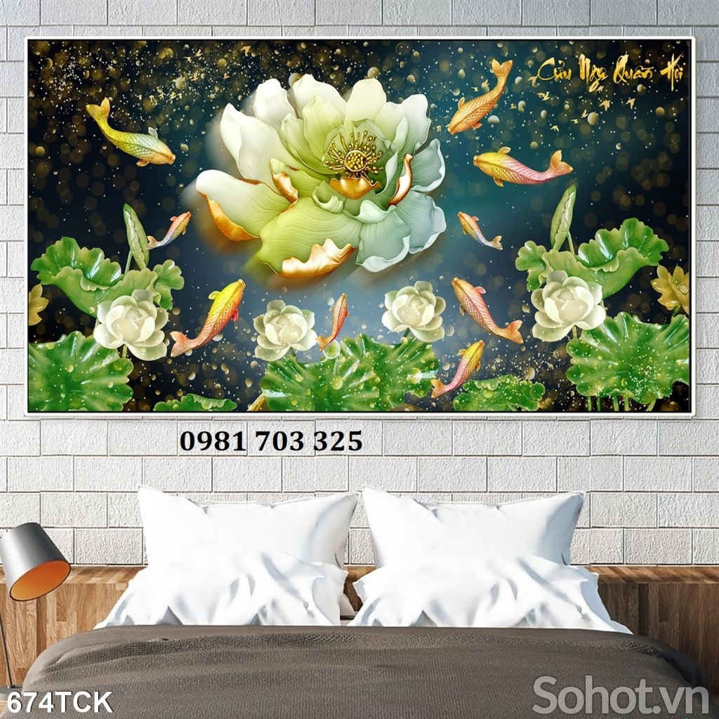 Gạch tranh cá chép dán tường