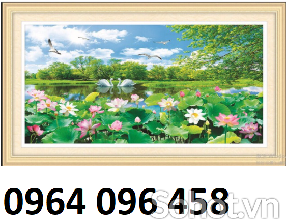 Tranh gạch 3d hoa sen ốp tường - 9000CM