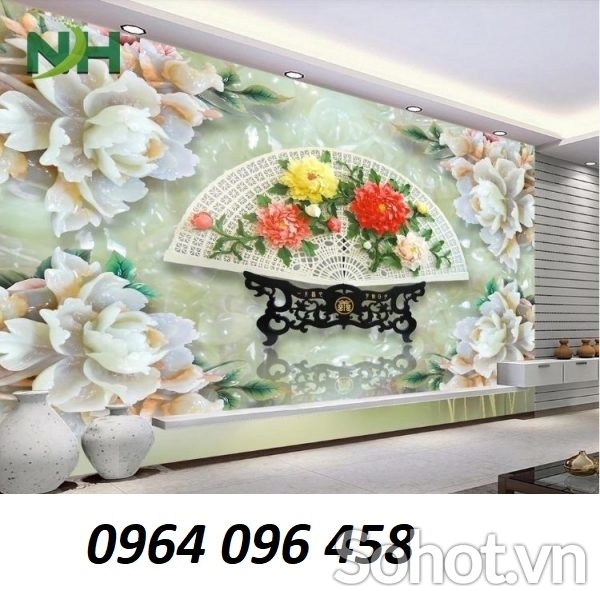 Tranh gạch 3d hoa mẫu đơn - CVB54