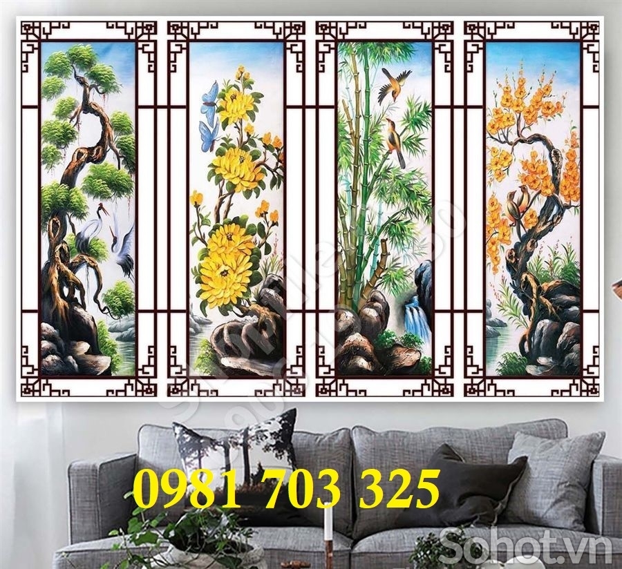 Tranh gạch 3D tứ quý phong thủy