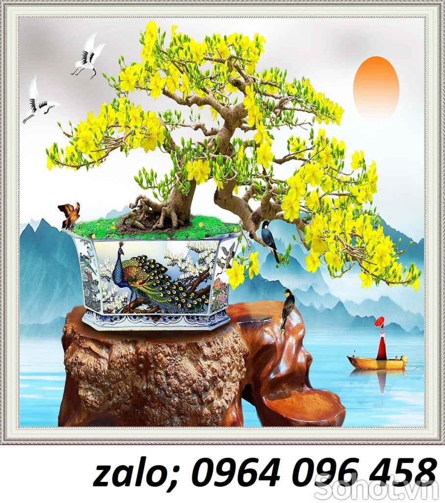 Tranh gạch 3d cây mai vàng - XCB8