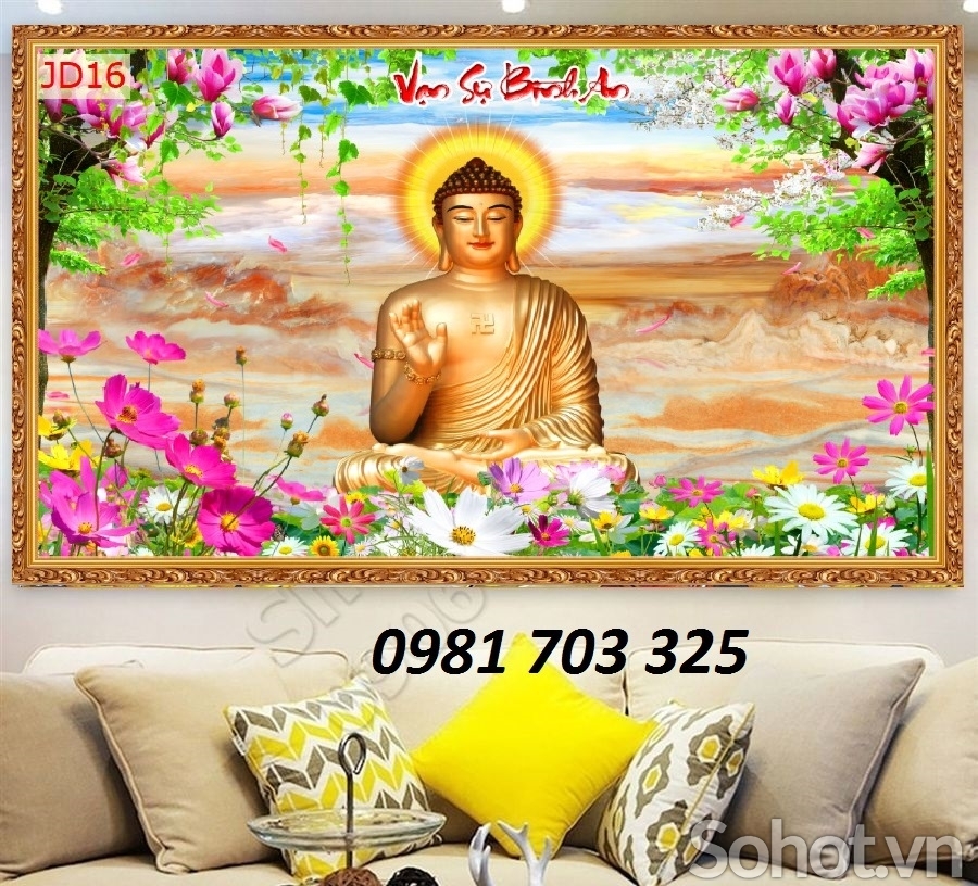 tranh phòng thờ, tranh gạch Phật Giáo ốp tường