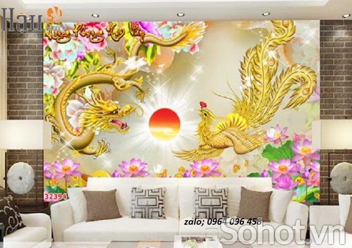 Tranh gạch 3d phong thủy phòng khách - BVVV7