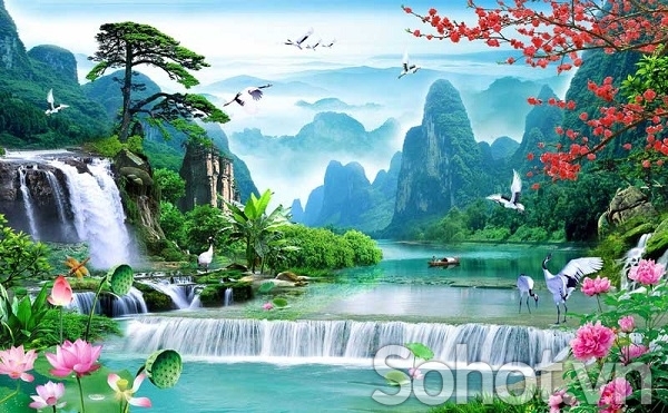 Tranh gạch ốp tường phong cảnh đẹp - KCDX3