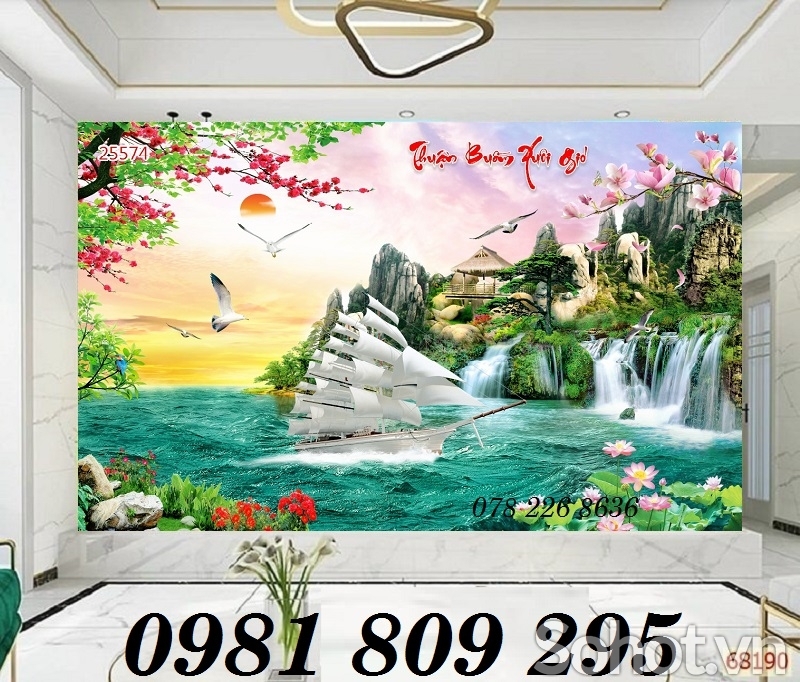 Tranh gạch thuyền buồm 3d HP0978