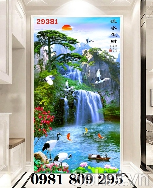 Mẫu tranh phong cảnh khổ đứng- gạch tranh