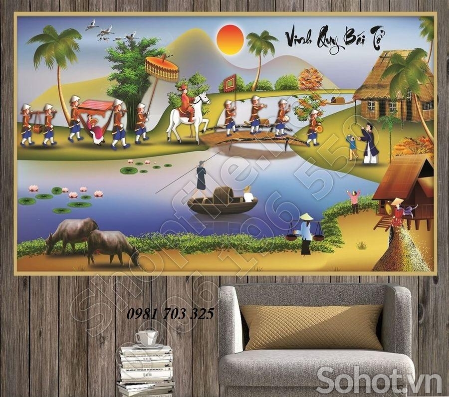Tranh gạch đẹp 3D đồng quê