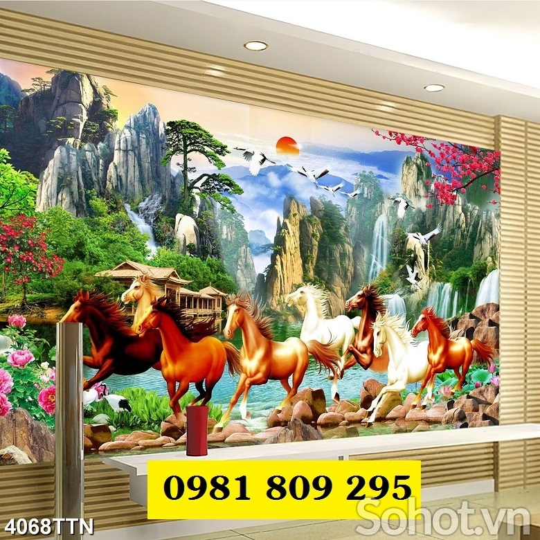 Tranh gạch 3d phong thủy đep , ngựa JO636