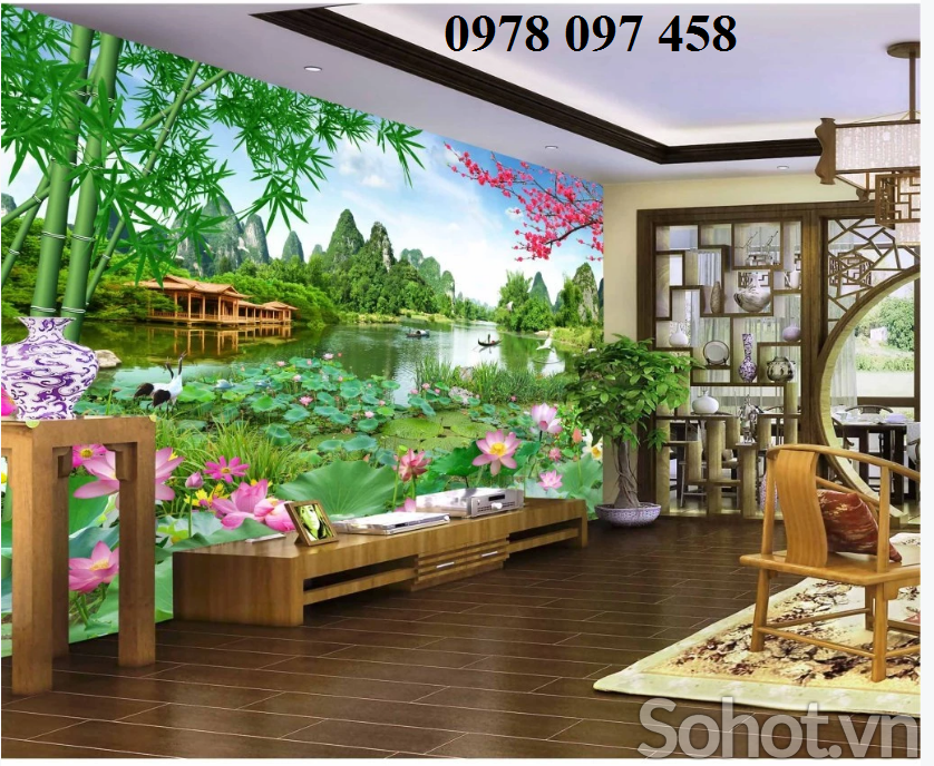Tranh gạch hoa sen